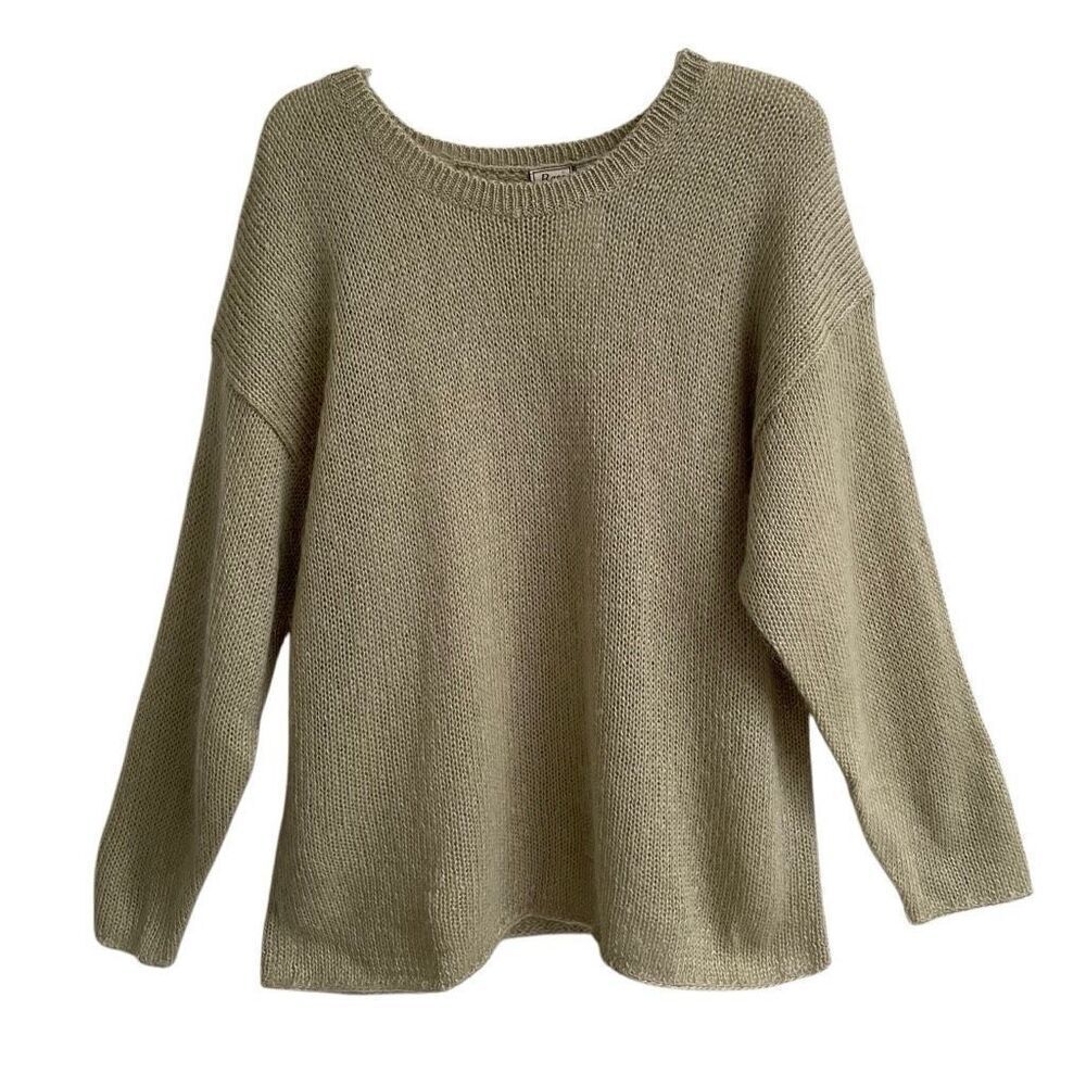 Vintage Bass Y2K mohair blend crewneck sweater men’s L taupe tan‎ New Deadstock